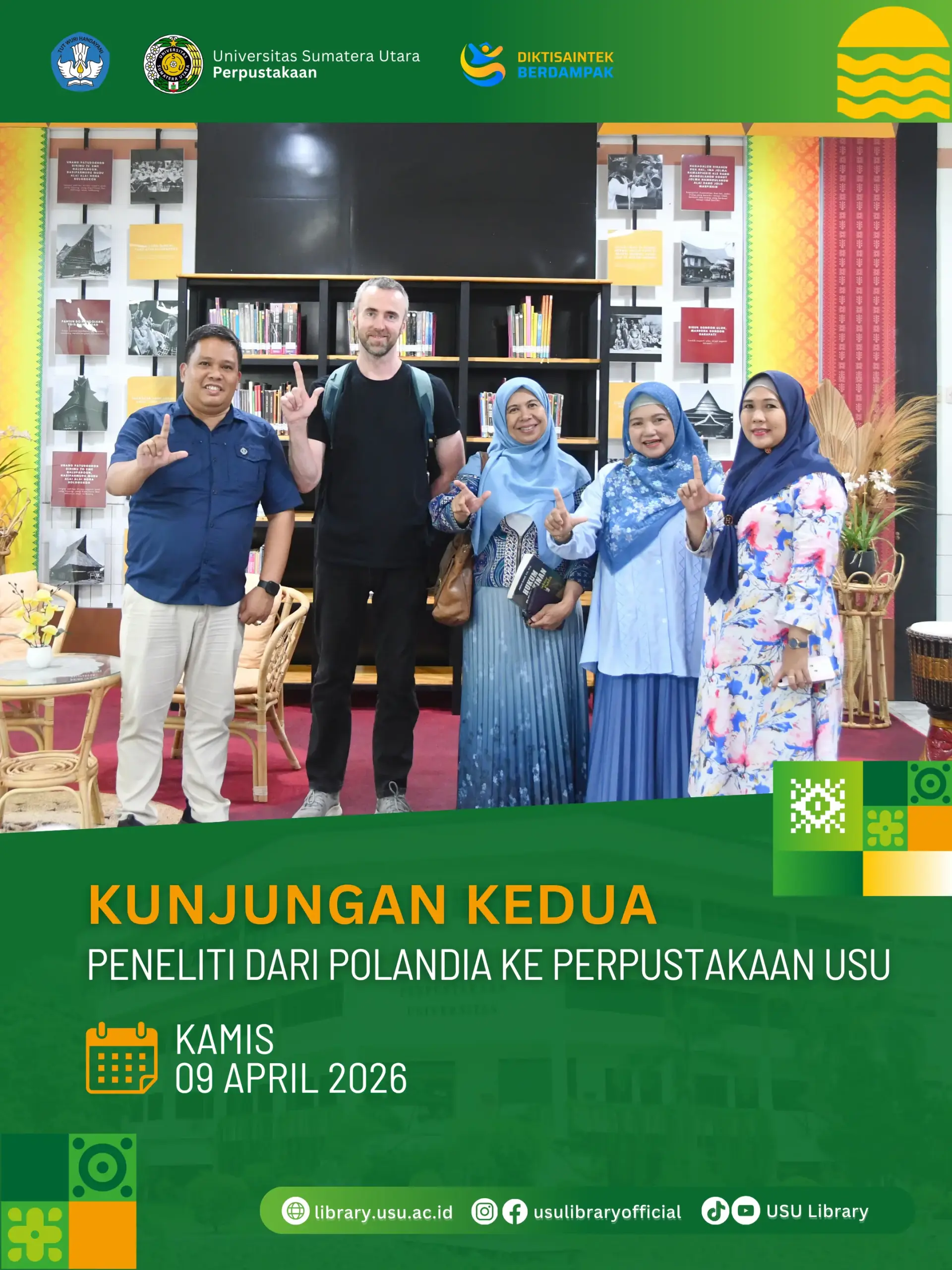 Peneliti Polandia Kembali Kunjungi Perpustakaan Universitas Sumatera Utara